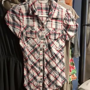 Plaid Derek Heart Shirt with Button-Down Front